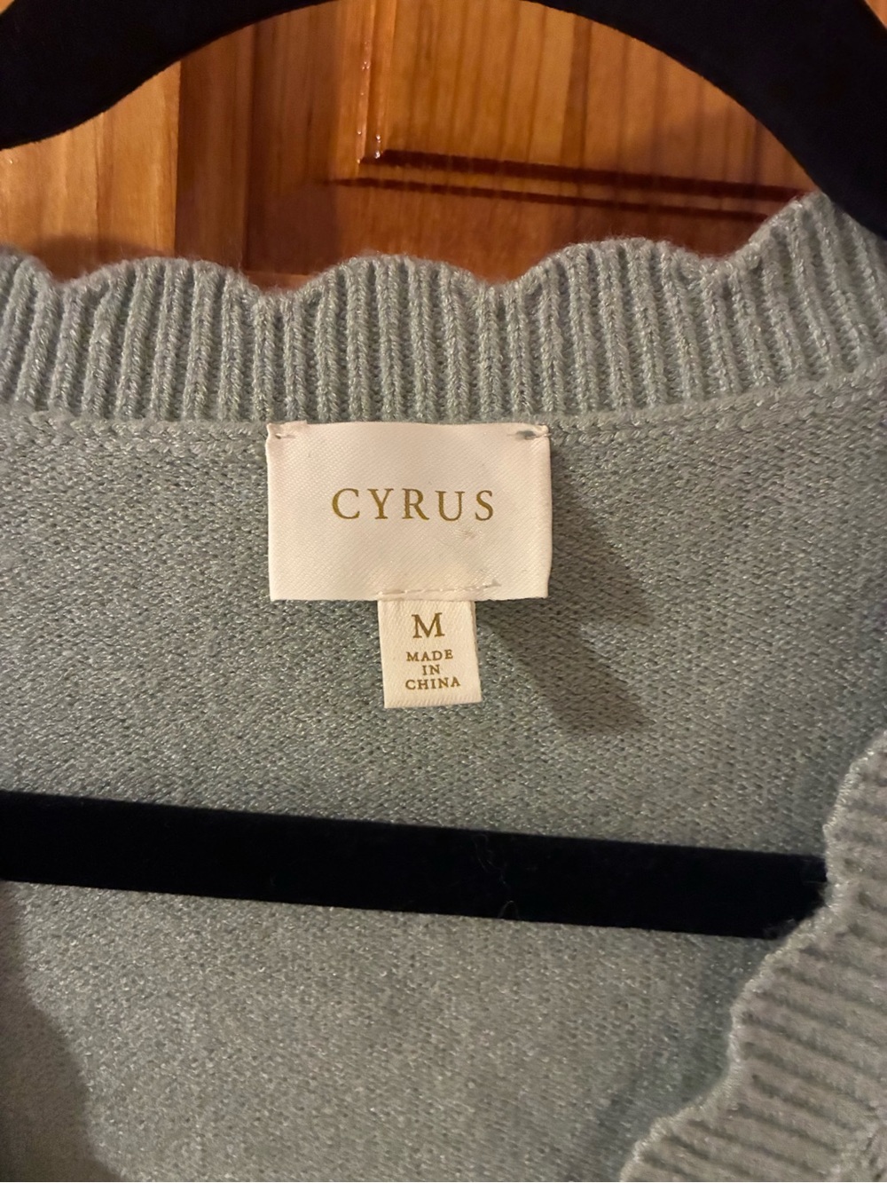 Cyrus Scalloped-Trim Mint Cardigan Sweater - Picture 2 of 3